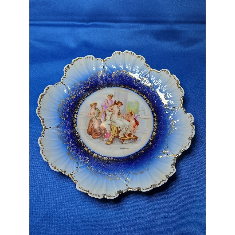 Scalloped Flow Blue Royal Vienna Kaufmann Victoria Carlsbad Austria Art Nouveau